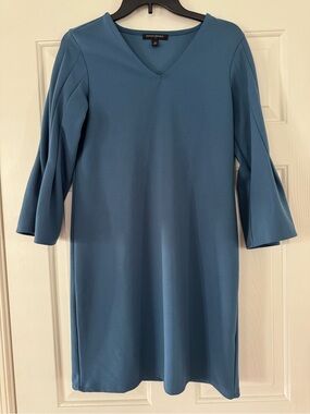 Banana Republic Blue V-Neck Bell Sleeve Dress XS